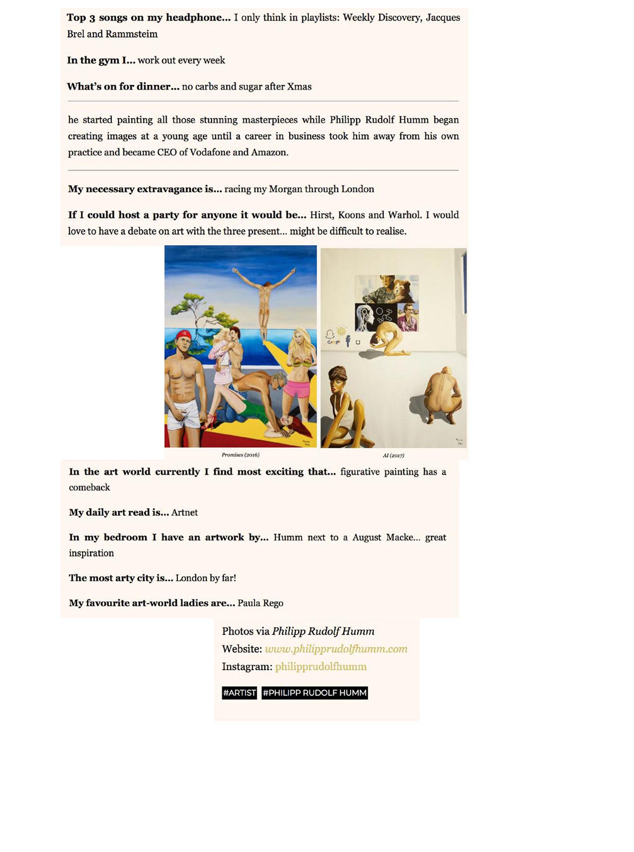 Philipp Humm featured in Art Gorgeous magazine.