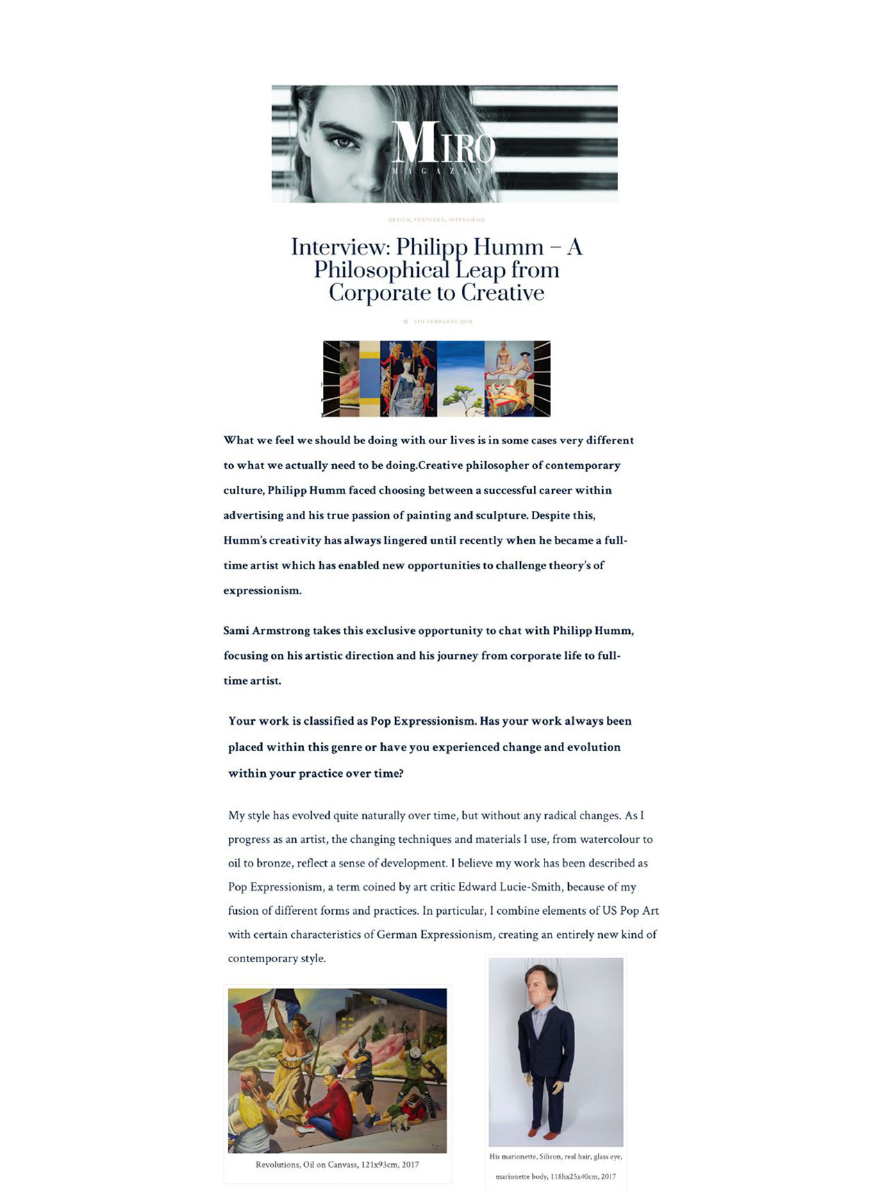 Artist Philipp Humm interviewed by Miro Magazine.