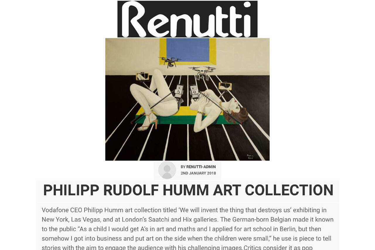 Press coverage of artist Philipp Humm in Renutti magazine.