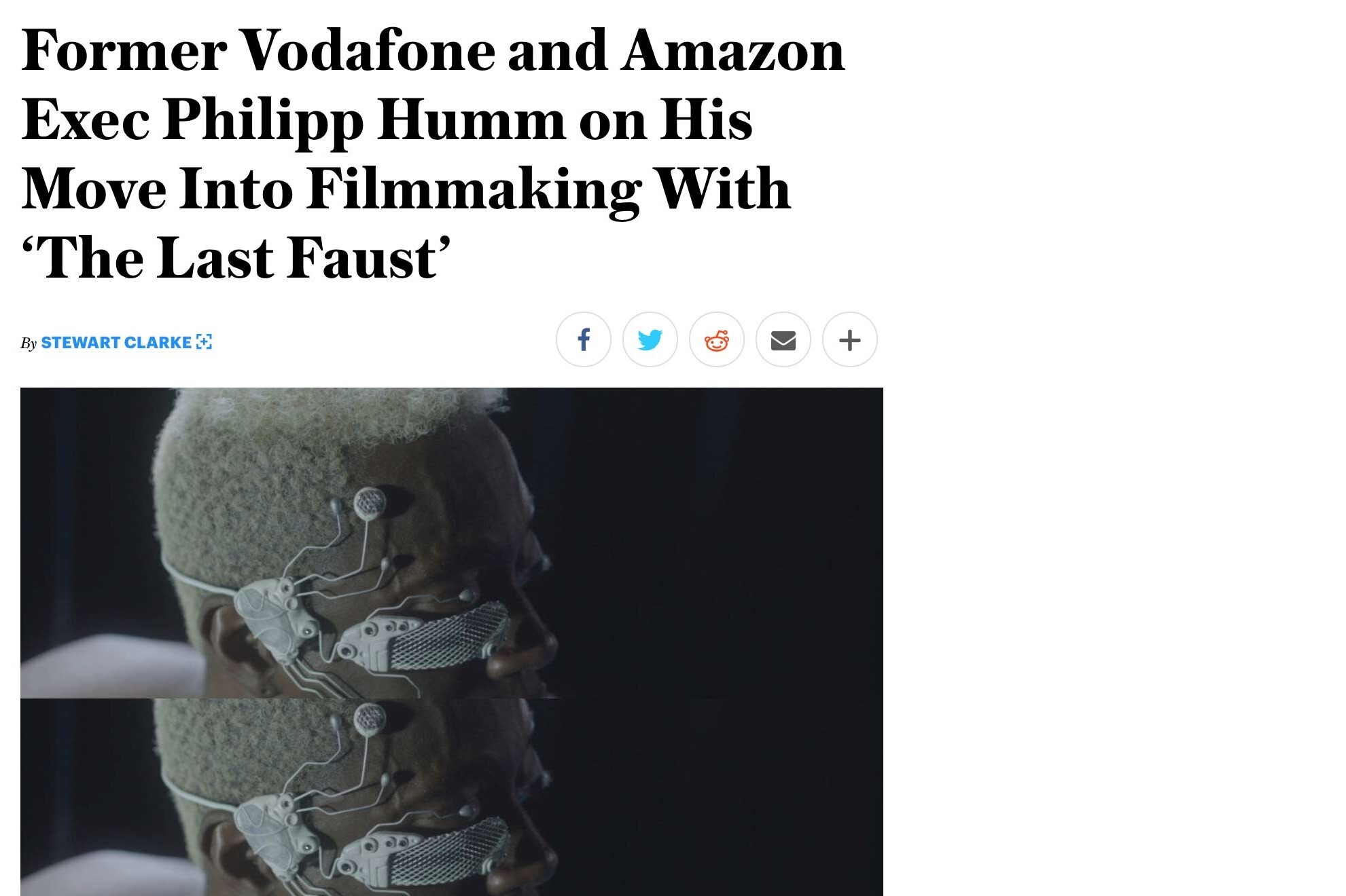 Variety magazine feature on artist and filmmaker Philipp Humm.