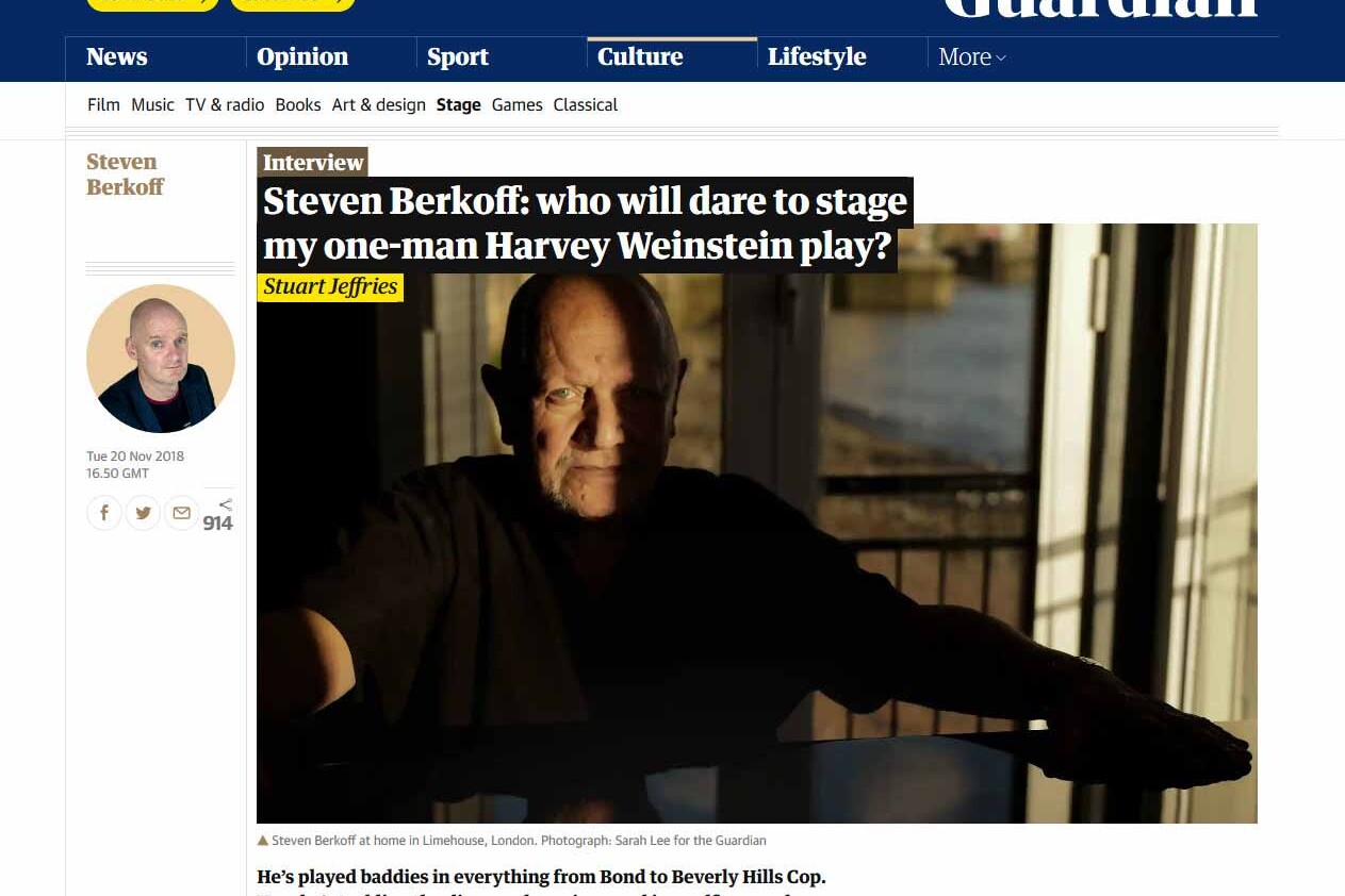The Guardian article featuring Steven Berkoff and artist Philipp Humm