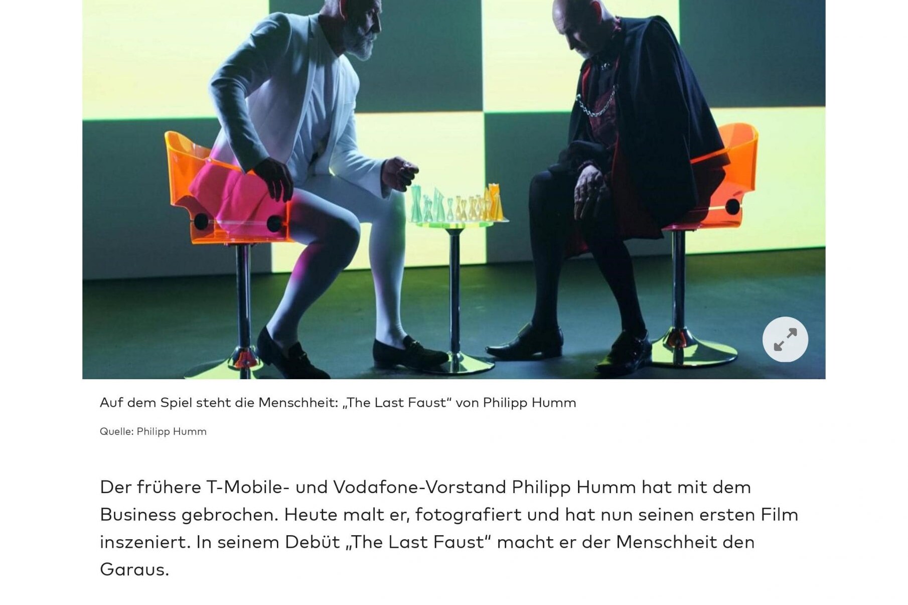Die Welt feature on Philipp Humm's journey from executive to artist