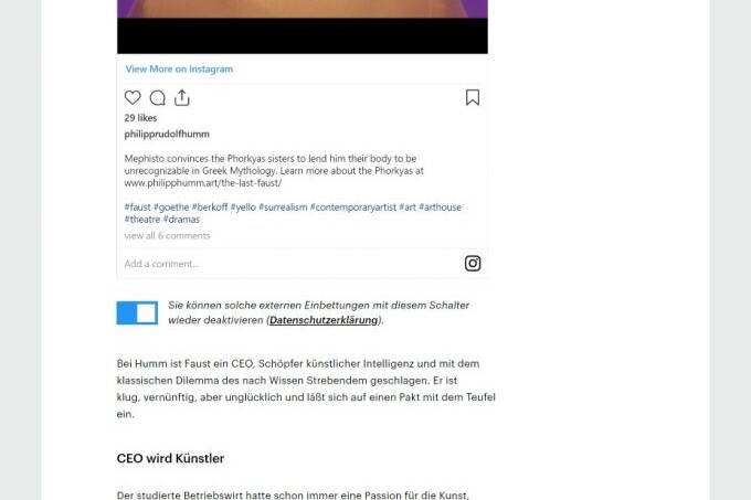Deutschlandfunk feature on Philipp Humm