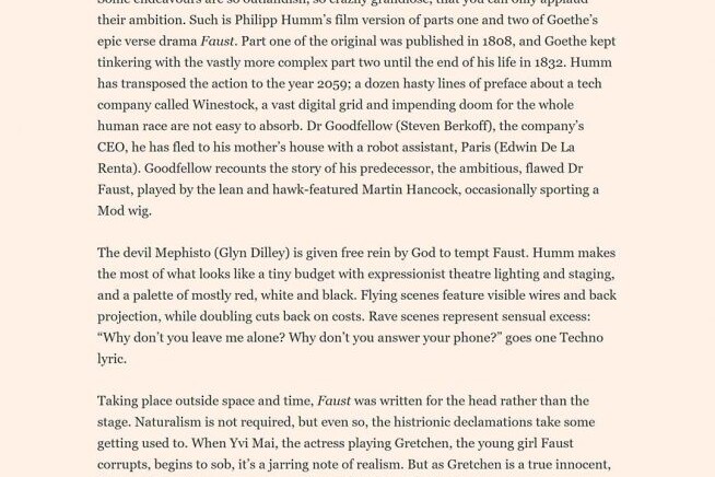 Financial Times feature on The Last Faust by Philipp Humm