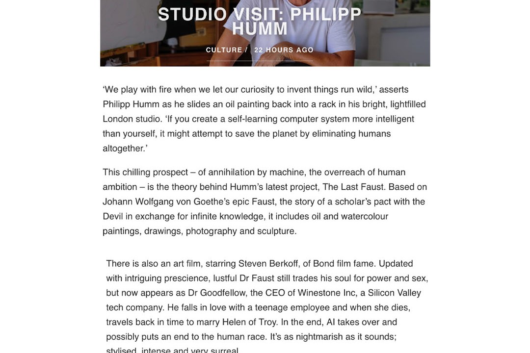 Philipp Humm's art feature in Country & Town House magazine.