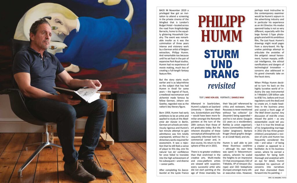 F22 Magazine editorial profile on artist Philipp Humm