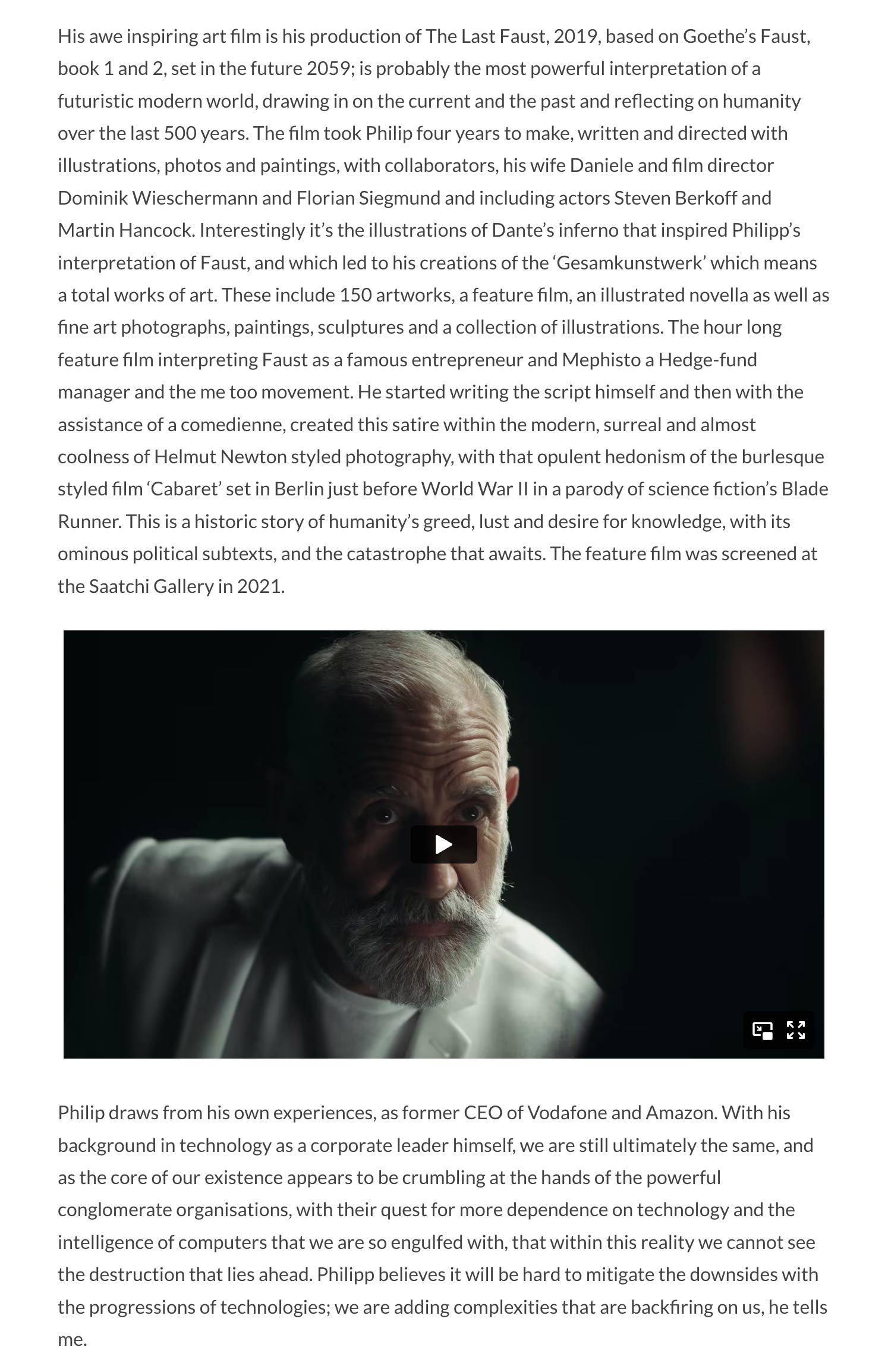 C-A-K-E Magazine contemporary art feature on Philipp Humm and The Last Faust