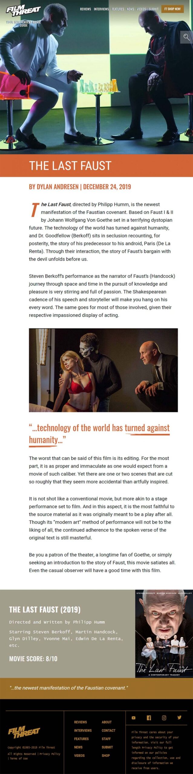 Film Threat review of Philipp Humm’s feature art-film.