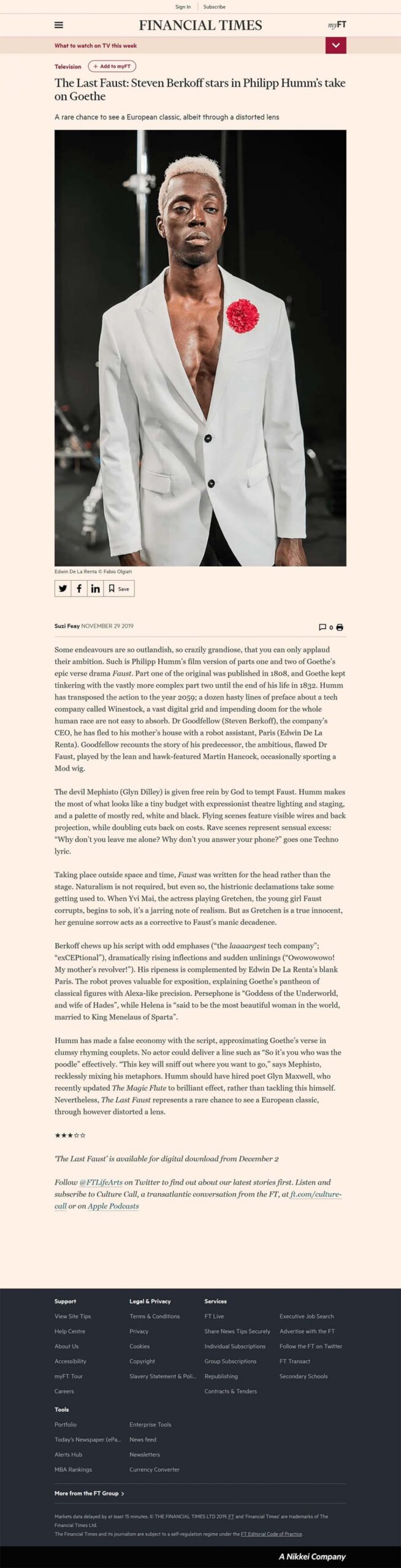Financial Times feature on The Last Faust by Philipp Humm.