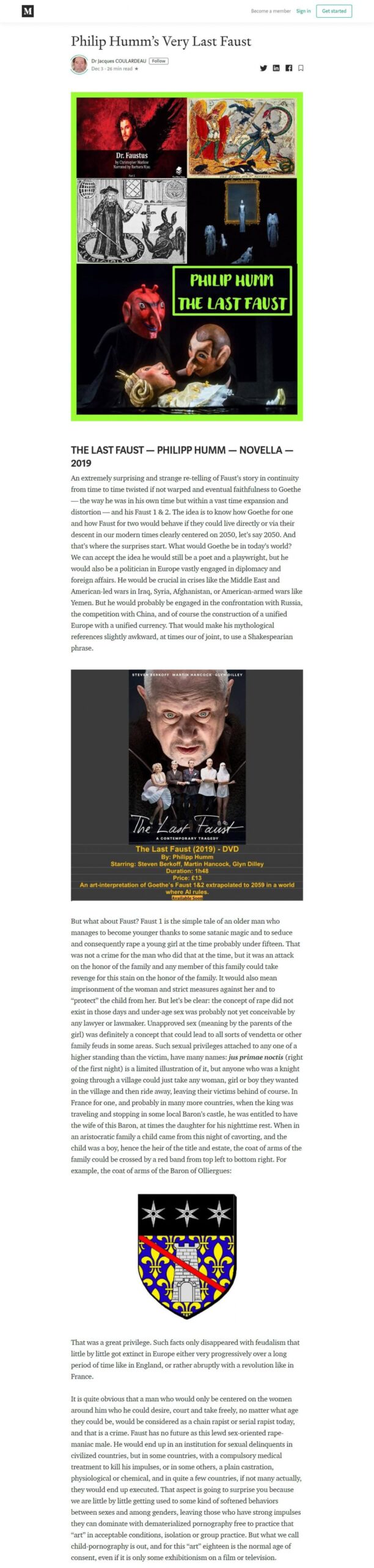 Medium Article on on Philipp Humm's "The Last Faust"